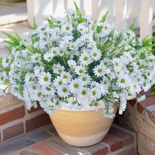 KAFDY Spring Artificial Daisy Flowers Fake Plants for Outdoor Outside Decor, 12