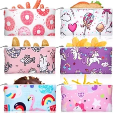 Chumia 6 Pcs Reusable Snack Bags for Kids School Gift Food Safety Washable Sn...