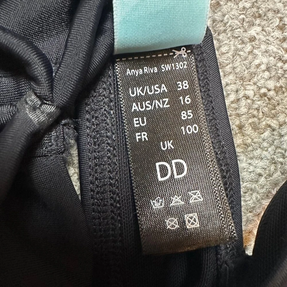 Panache 全新带标签 Anya Riva Balconette 比基尼上衣黑色泳装女式 38DD — 第 4/4 张图片