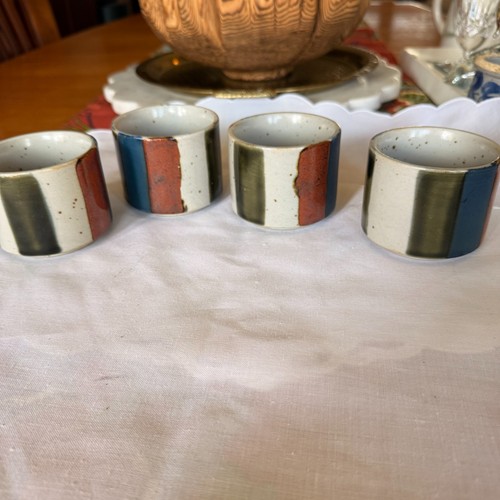 Set of 4 VTG Hand Crafted Otagiri JAPAN Stoneware Tea Cups No Chips or Cracks