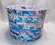 Recycled Upcycled Paper Magazine Basket Bowl with Lid - Multi-color