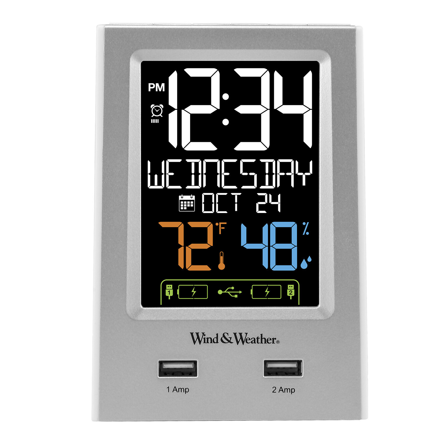 WW 85760 La Crosse Technology Multi Color Digital Alarm Clock with 2 USB Ports photo