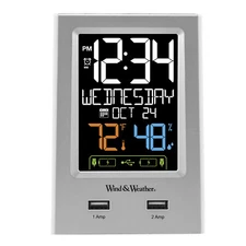 WW85760 La Crosse Technology Multi-Color Digital Alarm Clock with 2 USB Ports