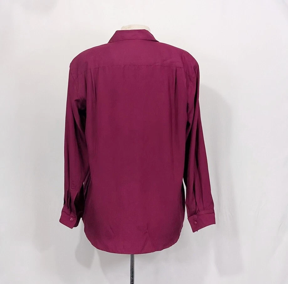 Blusa Top Camisa Vintage Años 90 Seda Rosa Oscuro Blassport Bill Blass Misses Talla M Foto 4 de 4