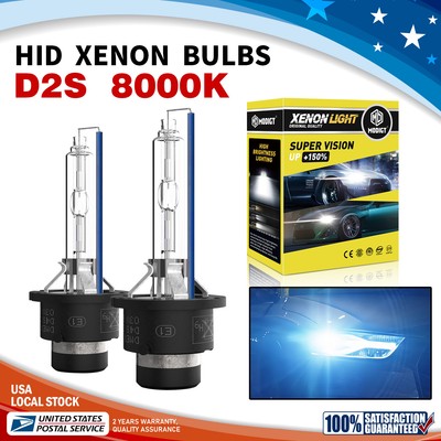 2 Pcs D2S 35W 8000K HID Xenon Replacement Low/High Beam Headlight Lamp Bulbs