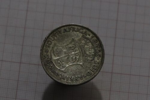 🧠🇿🇦 SOUTH AFRICA 2 1/2 SHILLINGS 1955 SILVER QEII B66 #Z2992