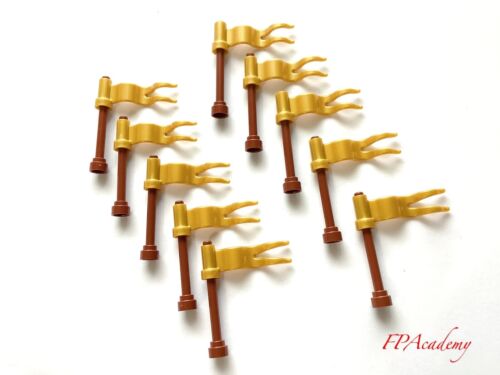 10 Sets New LEGO Streamer Metallic Gold Flag 4 x 1 with Right Wave (4495/3957) - Picture 1 of 1