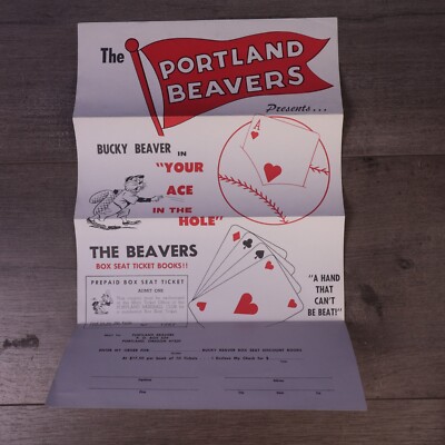 MINT 1969 PCL Portland Beavers Flyer Bucky Beaver Ticket Advertisement VTG Rare