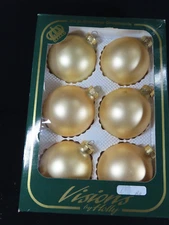 Lot 4 Blown Glass Christmas Ornaments Gold Satin Visions By Holly C1176