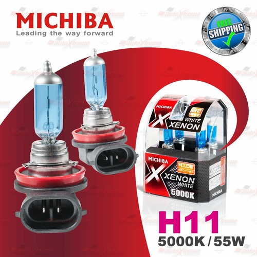 2x H11 12V 711 5000K WHITE MICHIBA Headlight Bulb for FRONT FOG Lamp 55W PGJ19-2
