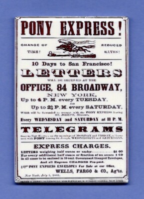 PONY EXPRESS ADVERTISEMENT *2X3 FRIDGE MAGNET* POSTER SIGN LETTERS TELEGRAM