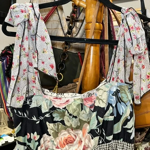 Vintage Patchwork squared neckline with shoulder … - image 4