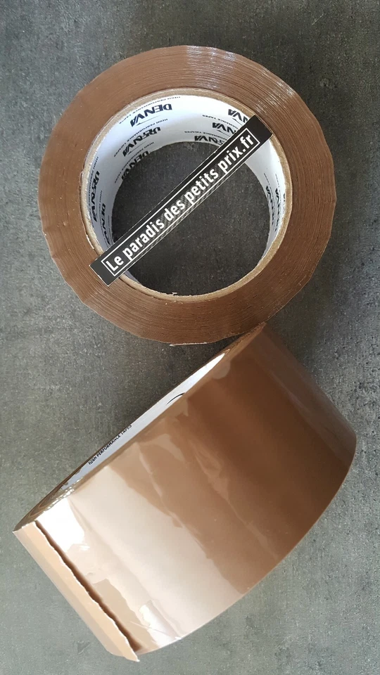 DENVA adhésif HAVANE large 48mm x 100 mètres,2 rouleaux de scotch marron Haut de gamme