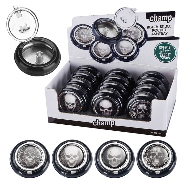 12X Taschenaschenbecher Schwarz Mini Mit Deckel Kleiner Reiseaschenbecher Metall-image