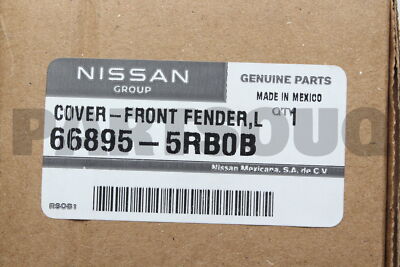 まー⭐︎ 668955RB0B Genuine Nissan COVER-FRONT FENDER, LH 66895-5RB0B | eBay