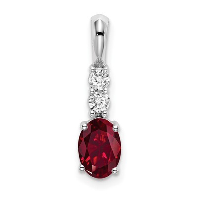 Lex & Lu 14k White Gold Created Ruby and Diamond Pendant LAL3574