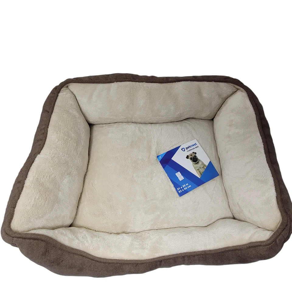 Cama de pelúcia Petcrest para cães e gatos marrom 25 x 21 nova lavável na máquina - Imagem 3 de 4