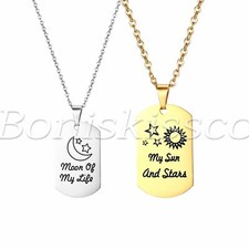 "Moon of my life""My sun and stars" Stainless Steel Couple Love Pendant Necklace