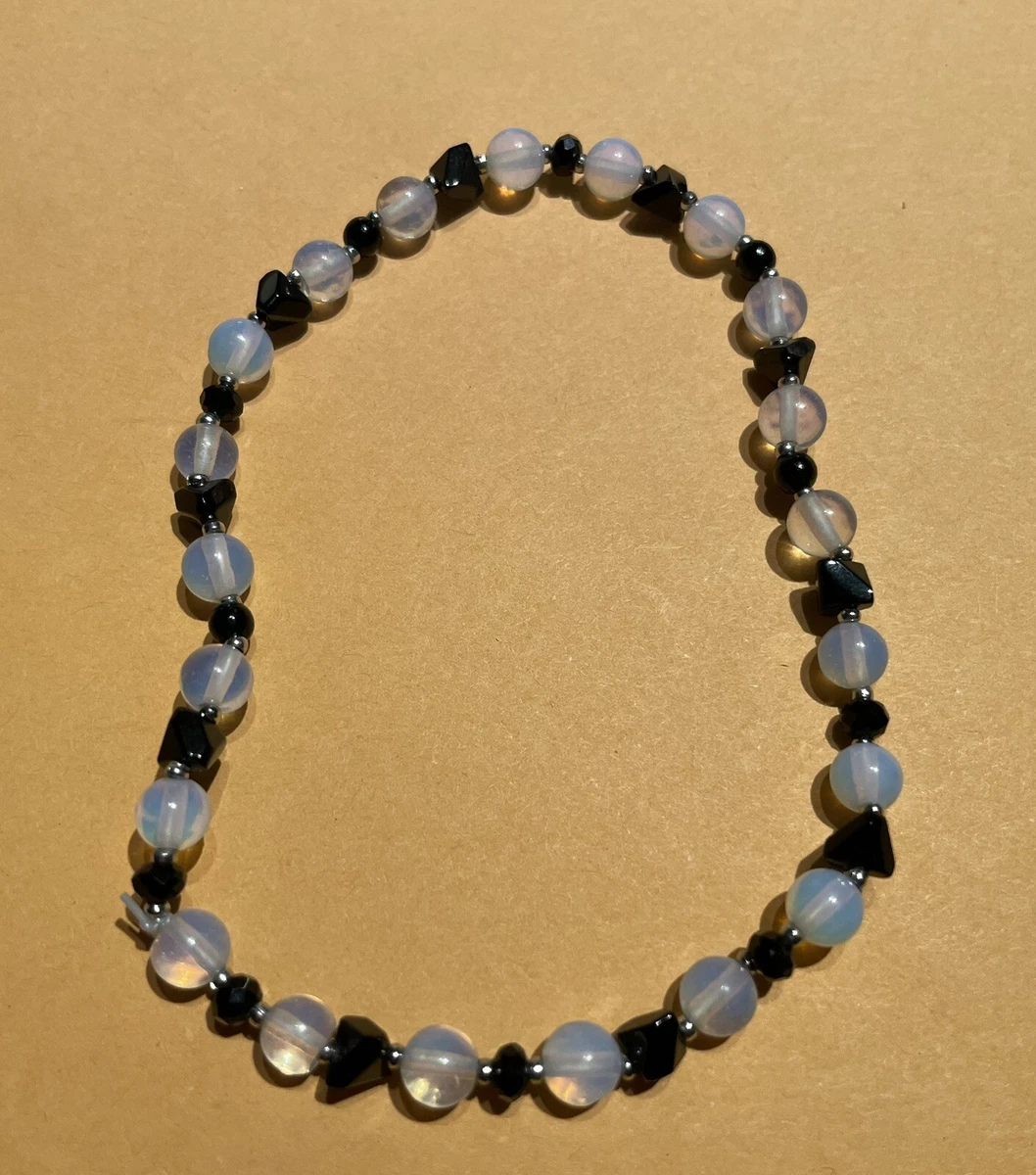 New Clear White Black Glass Beads Stretch Beaded Bracelet for Womens Teens