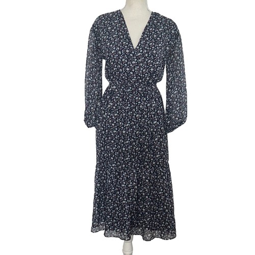 Abito midi Madewell foderato con cravatta in vita Harvest Vine Deep Navy taglia small bohemien - Foto 2 di 7