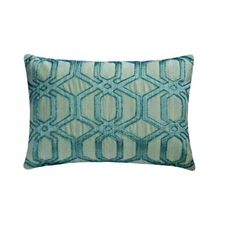 Light Blue Jacquard 12"x16" Lumbar Pillow Cover Bead, Hexagon, - Hexa Symmetry