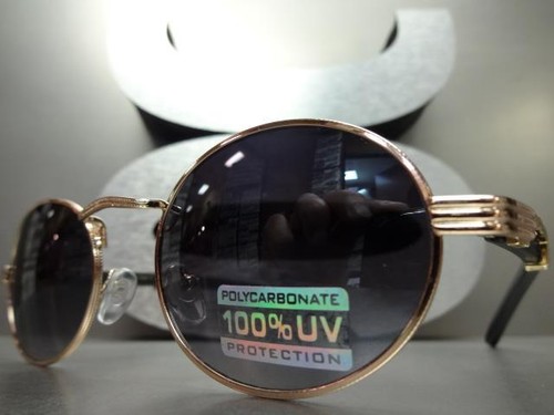 Mens Classy Elegant Vintage Retro Hip Hop Style SUN GLASSES Oval Rose Gold Frame - Picture 2 of 7