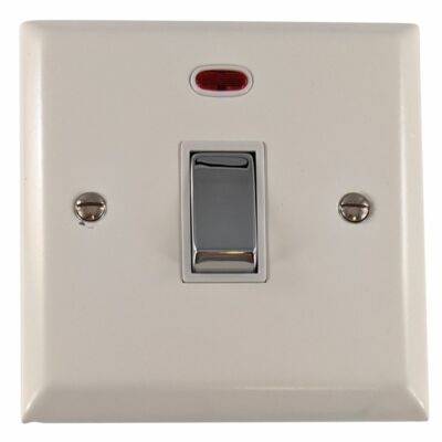 G&H SW226-PC Spectrum Plate Matt White 1 Gang 20 Amp Double Pole Switch & Neon