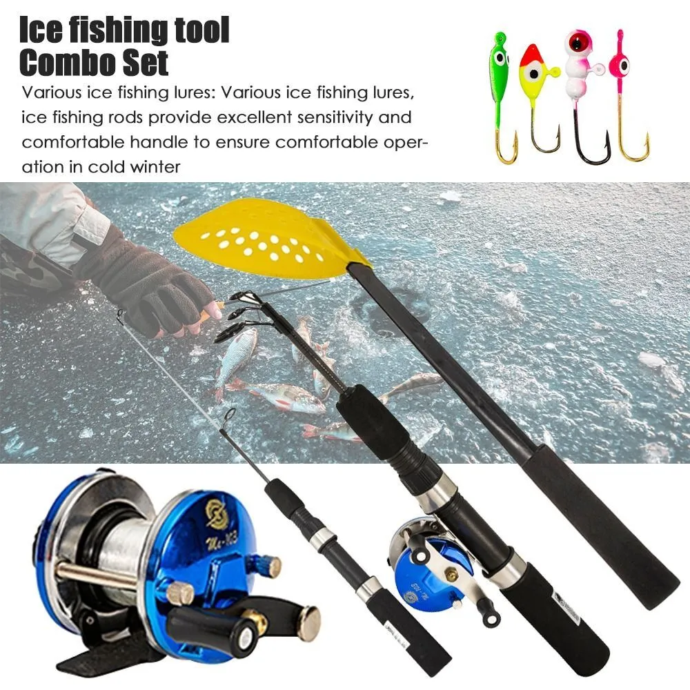 telescopic Ice Fishing rod Ice fishing tool 3section 67cm rod Fishing Scoop