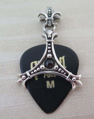 FLEUR DE LIS DESIGNS GUITAR PICK HOLDER STERLING 925 SILVER PENDANT