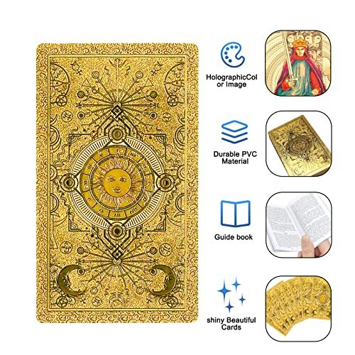 Tarot Cards 78 Luxury Gold foil Tarot Deck with Guide Book Tarot PVC | eBay