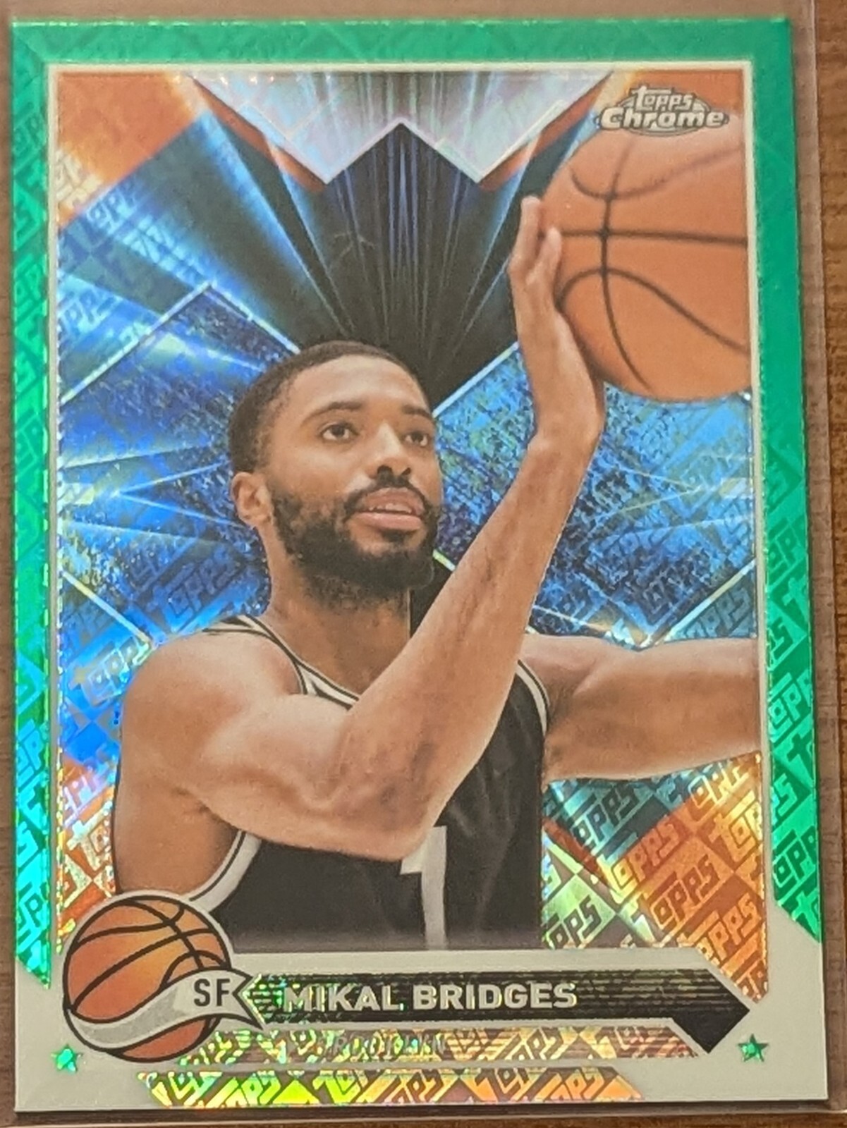 MIKAL BRIDGES 2023-24 Topps Chrome Green Logo Refractor #2 Brooklyn Nets