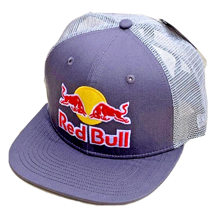 Slate Gray Flat Brim Trucker Cap. 3 logos. BMX Motocross. Dirt Bike. Snow sports