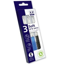 Image of SOFT GRIP PENS ASSORTED COLOURS 3 PACK
