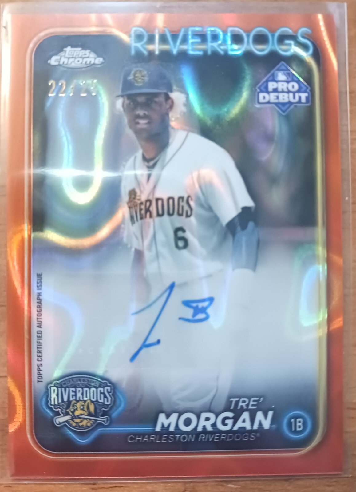 2024 Topps Pro Debut #PDC-18 Tre Morgan Riverdogs Orange Wave Auto /25 PACKFRESH