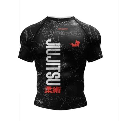 Fast  Ship Black Theme Brazilian Jiu Jitsu BJJ MMA Rash Guard Rashguard No Gi