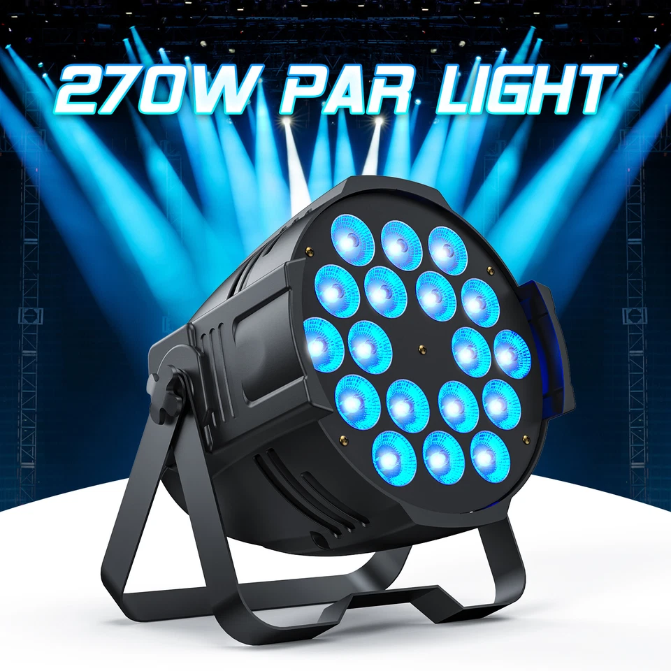 10X 270W RGBW 18LED Par Light DMX Stage Light Disco Beam DJ Uplight Beam Lights - Image 2 of 4