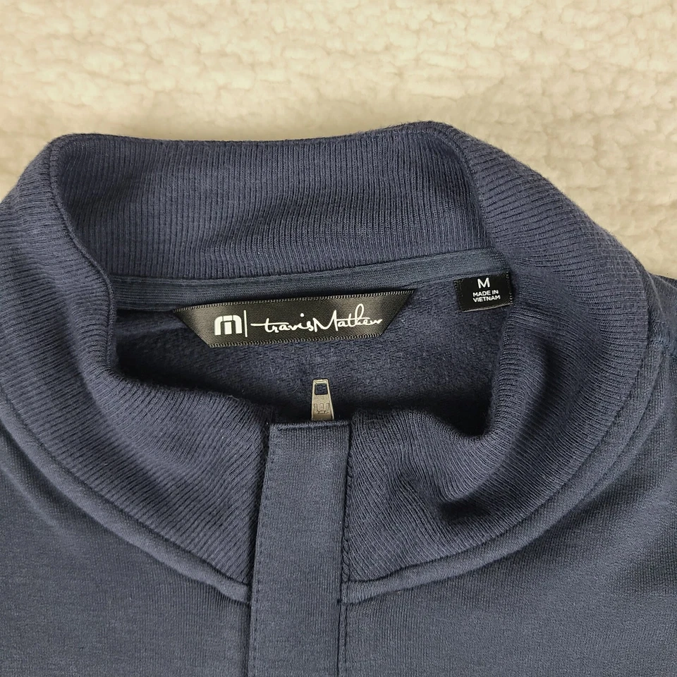 Travis Mathew Sweater Mens Medium Dark Blue Quarter Zip Golf Sweatshirt - Image 4 of 4