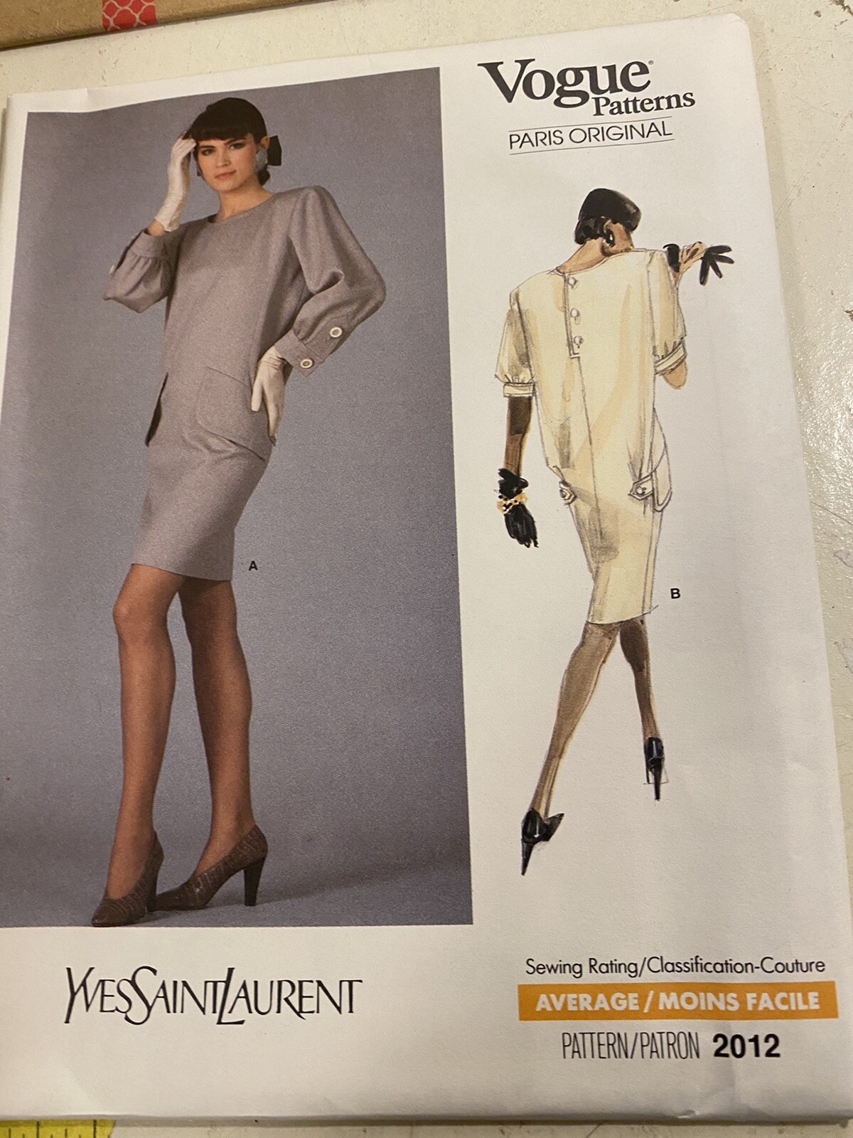 Modello originale Vogue Paris 2012 Yves Saint Laurent taglia 8 non tagliato