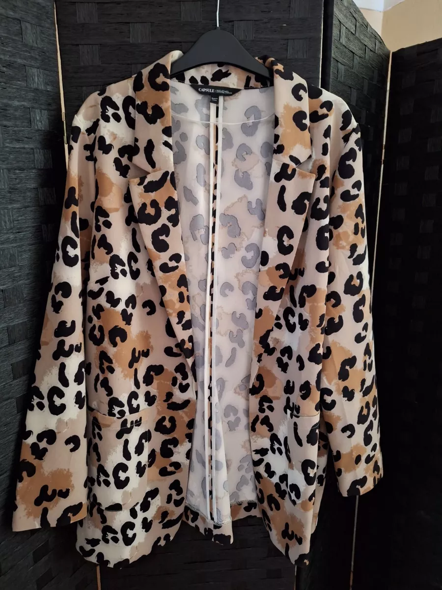 Leopard print blazer size 18 sale