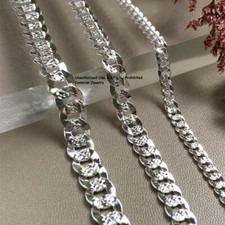 Solid S999 Fine Silver 999 Chain 4mm-8mm Shiny Curb Link Necklace 16-26inch