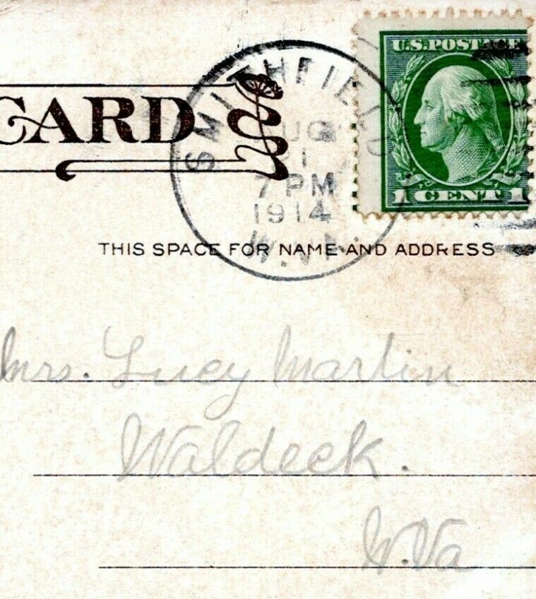 Smithfield West Virginia Postmark 1914 to Waldeck Lucy Marlin Postcard OB |  eBay