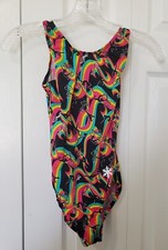 Snowflake Designs Gymnastics Leotard - Rainbow Swirls with Gymnasts - Small