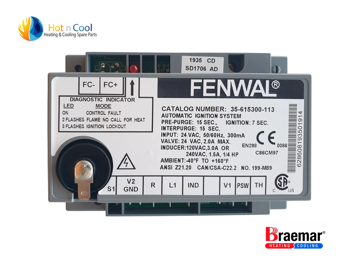 Braemar Gas Heater Ignition Control Unit/Board Fenwal # 628608  Ducted,Wall,Space | eBay