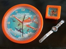 DISNEY PLANES SET - DUSTY - QUARZWANDUHR + QUARZWECKER + ARMBANDUHR