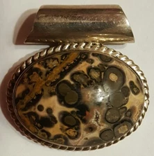 925 Sterling Silver Jasper Gemstone Slide Pendant Mexico TA-113