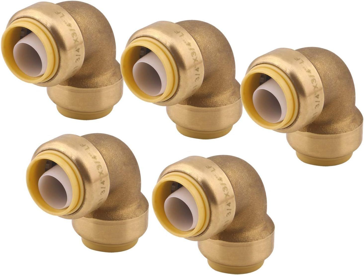 3/4 Inch 90 Degree Elbow Plumbing Fitting Pipe Connector, Push-to-Connect, Coppe