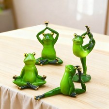 Yoga Animal Resin Ornament Green Color Minimalist Design for Living Room Decor