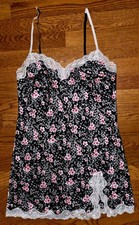Victoria's Secret Slip Nightgown Pink Floral Lace Trim Satin Chemise Y2K VINTAGE