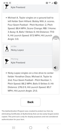 MLB Game Used Baseball Bobby Witt Jr. Scores (Run) On Taylor Single 5/13/2022 RC - Picture 8 of 8