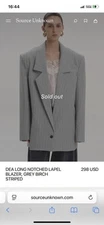 Source Unknown Dea Long Notched Lapel Women’s Blazer , Grey Striped Size OS New